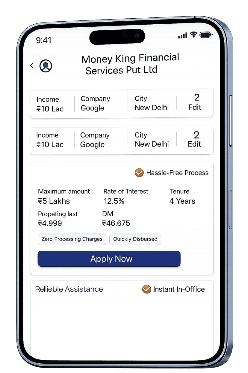 Personal Loan App Dashboard Interface